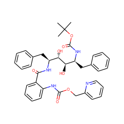 CC(C)(C)OC(=O)N[C@@H](Cc1ccccc1)[C@@H](O)[C@@H](O)[C@H](Cc1ccccc1)NC(=O)c1ccccc1NC(=O)OCc1ccccn1 ZINC000027105492