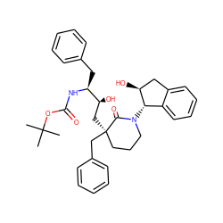 CC(C)(C)OC(=O)N[C@@H](Cc1ccccc1)[C@@H](O)C[C@@]1(Cc2ccccc2)CCCN([C@H]2c3ccccc3C[C@@H]2O)C1=O ZINC000027520355