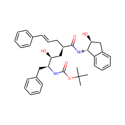 CC(C)(C)OC(=O)N[C@@H](Cc1ccccc1)[C@@H](O)C[C@@H](C/C=C/c1ccccc1)C(=O)N[C@H]1c2ccccc2C[C@@H]1O ZINC000027517506