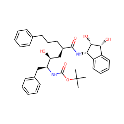 CC(C)(C)OC(=O)N[C@@H](Cc1ccccc1)[C@@H](O)C[C@@H](CCCc1ccccc1)C(=O)N[C@H]1c2ccccc2[C@@H](O)[C@H]1O ZINC000026852137