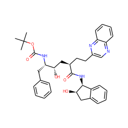 CC(C)(C)OC(=O)N[C@@H](Cc1ccccc1)[C@@H](O)C[C@@H](CCc1cnc2ccccc2n1)C(=O)N[C@H]1c2ccccc2C[C@H]1O ZINC000029409891