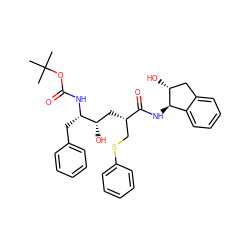 CC(C)(C)OC(=O)N[C@@H](Cc1ccccc1)[C@@H](O)C[C@@H](CSc1ccccc1)C(=O)N[C@@H]1c2ccccc2C[C@H]1O ZINC000026829407