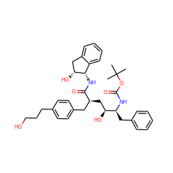 CC(C)(C)OC(=O)N[C@@H](Cc1ccccc1)[C@@H](O)C[C@@H](Cc1ccc(CCCO)cc1)C(=O)N[C@H]1c2ccccc2C[C@H]1O ZINC000003929684