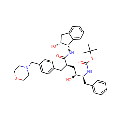 CC(C)(C)OC(=O)N[C@@H](Cc1ccccc1)[C@@H](O)C[C@@H](Cc1ccc(CN2CCOCC2)cc1)C(=O)N[C@H]1c2ccccc2C[C@H]1O ZINC000029413482