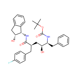 CC(C)(C)OC(=O)N[C@@H](Cc1ccccc1)[C@@H](O)C[C@@H](Cc1ccc(F)cc1)C(=O)N[C@H]1c2ccccc2C[C@H]1O ZINC000014943272