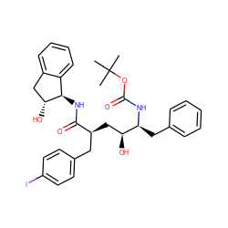 CC(C)(C)OC(=O)N[C@@H](Cc1ccccc1)[C@@H](O)C[C@@H](Cc1ccc(I)cc1)C(=O)N[C@@H]1c2ccccc2C[C@H]1O ZINC000026826225