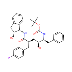 CC(C)(C)OC(=O)N[C@@H](Cc1ccccc1)[C@@H](O)C[C@@H](Cc1ccc(I)cc1)C(=O)N[C@H]1c2ccccc2C[C@H]1O ZINC000029405712