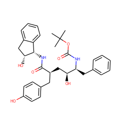 CC(C)(C)OC(=O)N[C@@H](Cc1ccccc1)[C@@H](O)C[C@@H](Cc1ccc(O)cc1)C(=O)N[C@H]1c2ccccc2C[C@H]1O ZINC000014943283