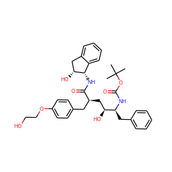 CC(C)(C)OC(=O)N[C@@H](Cc1ccccc1)[C@@H](O)C[C@@H](Cc1ccc(OCCO)cc1)C(=O)N[C@H]1c2ccccc2C[C@H]1O ZINC000006147299