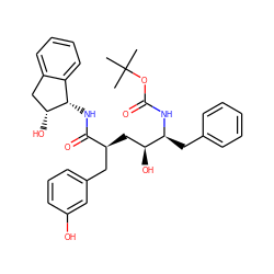 CC(C)(C)OC(=O)N[C@@H](Cc1ccccc1)[C@@H](O)C[C@@H](Cc1cccc(O)c1)C(=O)N[C@H]1c2ccccc2C[C@H]1O ZINC000014943282