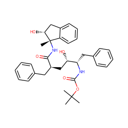 CC(C)(C)OC(=O)N[C@@H](Cc1ccccc1)[C@@H](O)C[C@@H](Cc1ccccc1)C(=O)N[C@@]1(C)c2ccccc2C[C@H]1O ZINC000026827143