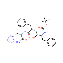 CC(C)(C)OC(=O)N[C@@H](Cc1ccccc1)[C@@H](O)C[C@@H](Cc1ccccc1)C(=O)N[C@@H](Cc1ncc[nH]1)C(N)=O ZINC000014943391