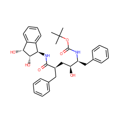 CC(C)(C)OC(=O)N[C@@H](Cc1ccccc1)[C@@H](O)C[C@@H](Cc1ccccc1)C(=O)N[C@@H]1c2ccccc2[C@@H](O)[C@H]1O ZINC000026815728