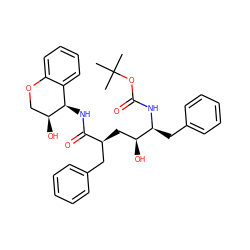 CC(C)(C)OC(=O)N[C@@H](Cc1ccccc1)[C@@H](O)C[C@@H](Cc1ccccc1)C(=O)N[C@@H]1c2ccccc2OC[C@@H]1O ZINC000026936407