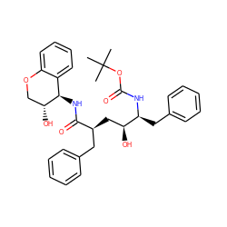 CC(C)(C)OC(=O)N[C@@H](Cc1ccccc1)[C@@H](O)C[C@@H](Cc1ccccc1)C(=O)N[C@@H]1c2ccccc2OC[C@H]1O ZINC000026820123