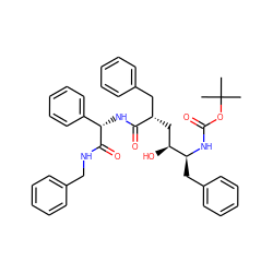 CC(C)(C)OC(=O)N[C@@H](Cc1ccccc1)[C@@H](O)C[C@@H](Cc1ccccc1)C(=O)N[C@H](C(=O)NCc1ccccc1)c1ccccc1 ZINC000026729183