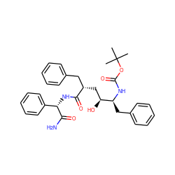 CC(C)(C)OC(=O)N[C@@H](Cc1ccccc1)[C@@H](O)C[C@@H](Cc1ccccc1)C(=O)N[C@H](C(N)=O)c1ccccc1 ZINC000014943386