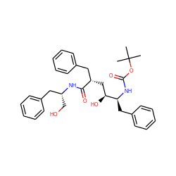 CC(C)(C)OC(=O)N[C@@H](Cc1ccccc1)[C@@H](O)C[C@@H](Cc1ccccc1)C(=O)N[C@H](CO)Cc1ccccc1 ZINC000026819897