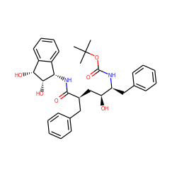 CC(C)(C)OC(=O)N[C@@H](Cc1ccccc1)[C@@H](O)C[C@@H](Cc1ccccc1)C(=O)N[C@H]1c2ccccc2[C@@H](O)[C@H]1O ZINC000003925377