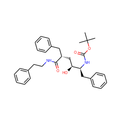 CC(C)(C)OC(=O)N[C@@H](Cc1ccccc1)[C@@H](O)C[C@@H](Cc1ccccc1)C(=O)NCCc1ccccc1 ZINC000014943179