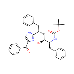 CC(C)(C)OC(=O)N[C@@H](Cc1ccccc1)[C@@H](O)C[C@@H](Cc1ccccc1)c1nc(C(=O)c2ccccc2)c[nH]1 ZINC000026501946