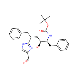 CC(C)(C)OC(=O)N[C@@H](Cc1ccccc1)[C@@H](O)C[C@@H](Cc1ccccc1)c1nc(C=O)c[nH]1 ZINC000013738580