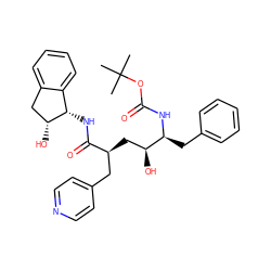 CC(C)(C)OC(=O)N[C@@H](Cc1ccccc1)[C@@H](O)C[C@@H](Cc1ccncc1)C(=O)N[C@H]1c2ccccc2C[C@H]1O ZINC000026956583