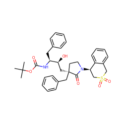 CC(C)(C)OC(=O)N[C@@H](Cc1ccccc1)[C@@H](O)C[C@]1(Cc2ccccc2)CCN([C@@H]2CS(=O)(=O)Cc3ccccc32)C1=O ZINC000027556165