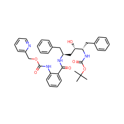 CC(C)(C)OC(=O)N[C@@H](Cc1ccccc1)[C@@H](O)C[C@H](Cc1ccccc1)NC(=O)c1ccccc1NC(=O)OCc1ccccn1 ZINC000027105044