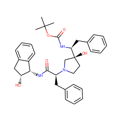 CC(C)(C)OC(=O)N[C@@H](Cc1ccccc1)[C@]1(O)CCN([C@@H](Cc2ccccc2)C(=O)N[C@H]2c3ccccc3C[C@H]2O)C1 ZINC000003944220