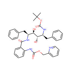 CC(C)(C)OC(=O)N[C@@H](Cc1ccccc1)[C@H](O)[C@H](O)[C@H](Cc1ccccc1)NC(=O)c1ccccc1NC(=O)OCc1ccccn1 ZINC000027109258