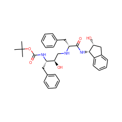 CC(C)(C)OC(=O)N[C@@H](Cc1ccccc1)[C@H](O)CN[C@H](Cc1ccccc1)C(=O)N[C@H]1c2ccccc2C[C@H]1O ZINC000095613431