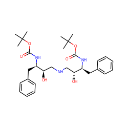 CC(C)(C)OC(=O)N[C@@H](Cc1ccccc1)[C@H](O)CNC[C@@H](O)[C@@H](Cc1ccccc1)NC(=O)OC(C)(C)C ZINC000029474205