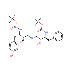 CC(C)(C)OC(=O)N[C@@H](Cc1ccccc1)[C@H](O)CNC[C@@H](O)[C@H](Cc1ccc(O)cc1)NC(=O)OC(C)(C)C ZINC000014943227