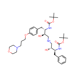 CC(C)(C)OC(=O)N[C@@H](Cc1ccccc1)[C@H](O)CNC[C@@H](O)[C@H](Cc1ccc(OCCCN2CCOCC2)cc1)NC(=O)OC(C)(C)C ZINC000026148573