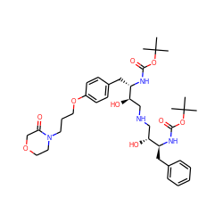 CC(C)(C)OC(=O)N[C@@H](Cc1ccccc1)[C@H](O)CNC[C@@H](O)[C@H](Cc1ccc(OCCCN2CCOCC2=O)cc1)NC(=O)OC(C)(C)C ZINC000029570131