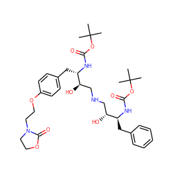 CC(C)(C)OC(=O)N[C@@H](Cc1ccccc1)[C@H](O)CNC[C@@H](O)[C@H](Cc1ccc(OCCN2CCOC2=O)cc1)NC(=O)OC(C)(C)C ZINC000026158174