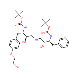 CC(C)(C)OC(=O)N[C@@H](Cc1ccccc1)[C@H](O)CNC[C@@H](O)[C@H](Cc1ccc(OCCO)cc1)NC(=O)OC(C)(C)C ZINC000014943108