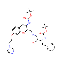 CC(C)(C)OC(=O)N[C@@H](Cc1ccccc1)[C@H](O)CNC[C@@H](O)[C@H](Cc1ccc(OCCn2ccnc2)cc1)NC(=O)OC(C)(C)C ZINC000026163582