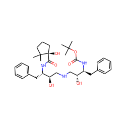 CC(C)(C)OC(=O)N[C@@H](Cc1ccccc1)[C@H](O)CNC[C@@H](O)[C@H](Cc1ccccc1)NC(=O)[C@@]1(O)CCCC1(C)C ZINC000029464750