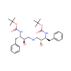 CC(C)(C)OC(=O)N[C@@H](Cc1ccccc1)[C@H](O)CNC[C@@H](O)[C@H](Cc1ccccc1)NC(=O)OC(C)(C)C ZINC000003943920