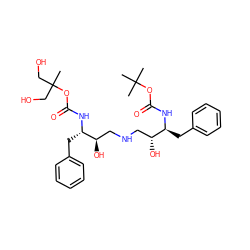 CC(C)(C)OC(=O)N[C@@H](Cc1ccccc1)[C@H](O)CNC[C@@H](O)[C@H](Cc1ccccc1)NC(=O)OC(C)(CO)CO ZINC000027523989