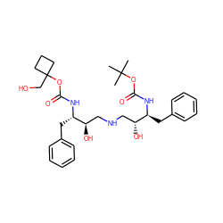 CC(C)(C)OC(=O)N[C@@H](Cc1ccccc1)[C@H](O)CNC[C@@H](O)[C@H](Cc1ccccc1)NC(=O)OC1(CO)CCC1 ZINC000027523717