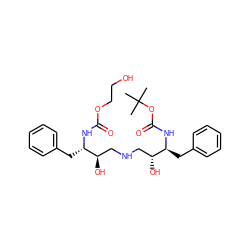 CC(C)(C)OC(=O)N[C@@H](Cc1ccccc1)[C@H](O)CNC[C@@H](O)[C@H](Cc1ccccc1)NC(=O)OCCO ZINC000027524074