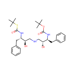 CC(C)(C)OC(=O)N[C@@H](Cc1ccccc1)[C@H](O)CNC[C@@H](O)[C@H](Cc1ccccc1)NC(=O)SC(C)(C)C ZINC000014943231