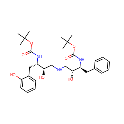 CC(C)(C)OC(=O)N[C@@H](Cc1ccccc1)[C@H](O)CNC[C@@H](O)[C@H](Cc1ccccc1O)NC(=O)OC(C)(C)C ZINC000014943107