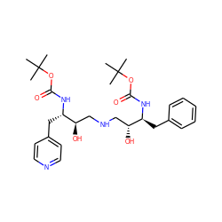 CC(C)(C)OC(=O)N[C@@H](Cc1ccccc1)[C@H](O)CNC[C@@H](O)[C@H](Cc1ccncc1)NC(=O)OC(C)(C)C ZINC000014943104