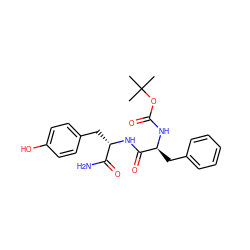 CC(C)(C)OC(=O)N[C@@H](Cc1ccccc1)C(=O)N[C@@H](Cc1ccc(O)cc1)C(N)=O ZINC000013755595