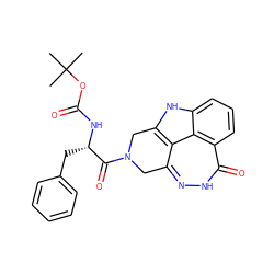 CC(C)(C)OC(=O)N[C@@H](Cc1ccccc1)C(=O)N1Cc2n[nH]c(=O)c3cccc4[nH]c(c2c43)C1 ZINC001772646920