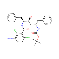 CC(C)(C)OC(=O)N[C@@H](Cc1ccccc1)C[C@H](O)[C@H](Cc1ccccc1)NC(=O)c1c(Cl)ccc(N)c1Cl ZINC000026653863